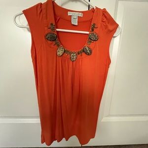 Design History orange sleeveless top with beads, size small